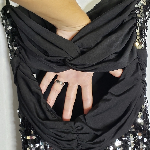 Sequin black/silver Speechless strapless long formal gown size small - Picture 9 of 12